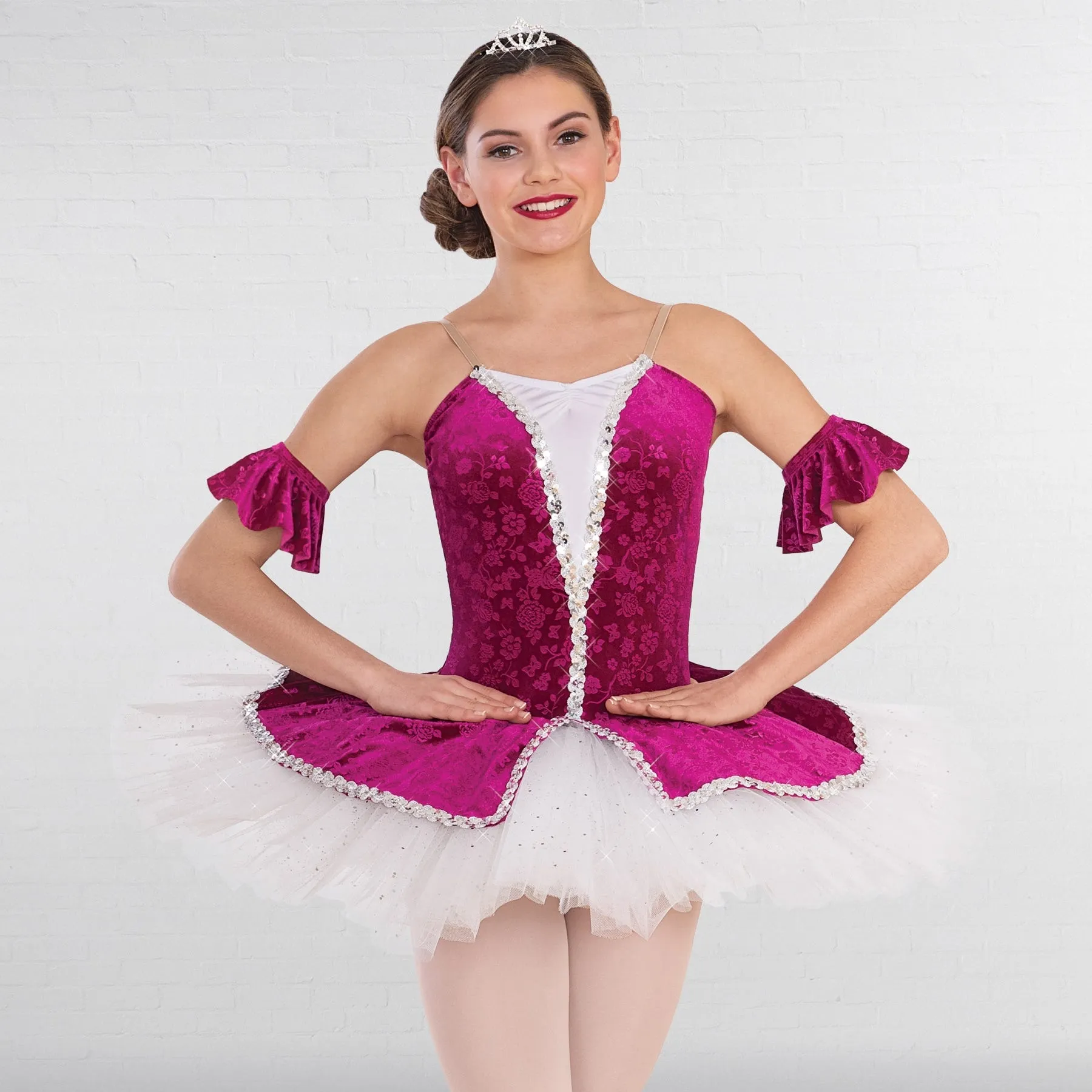 1st Position Tutu en Velour Prune avec Jupe en Tulle Paillettée