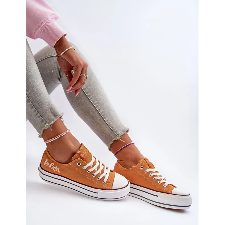 Baskets pour femmes à semelle épaisse Lee Cooper LCW-24-31-2216 Orange