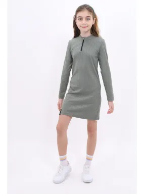 Beige - Purple - Khaki - Girls` Dress
