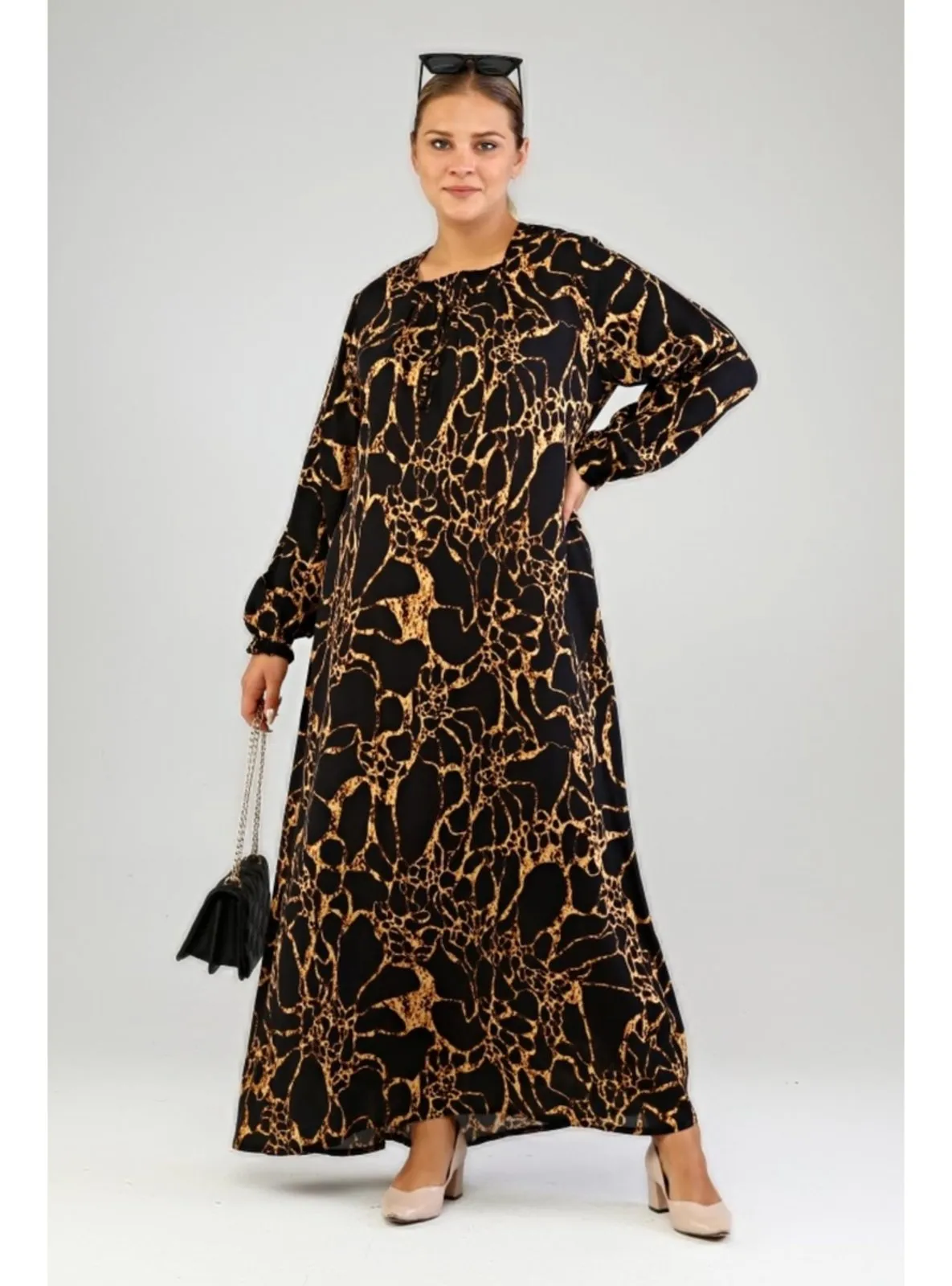 Black - Leopard - Unlined - Plus Size Dress