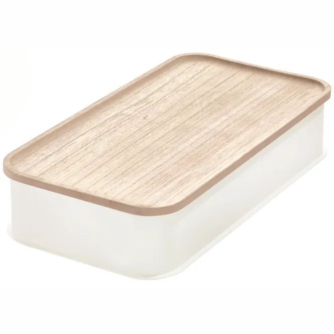 Boîte de rangement iDesign Medium Avec Couvercle Beige (43 x 21 cm)