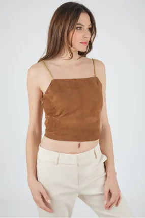 Bustier caraco daim beige, Cesare Nori - EMMANUELLE Tabac | Cesare Nori
