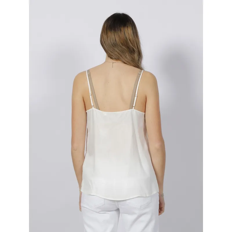 Caraco col dentelle cains blanc beige femme - Salsa | wimod