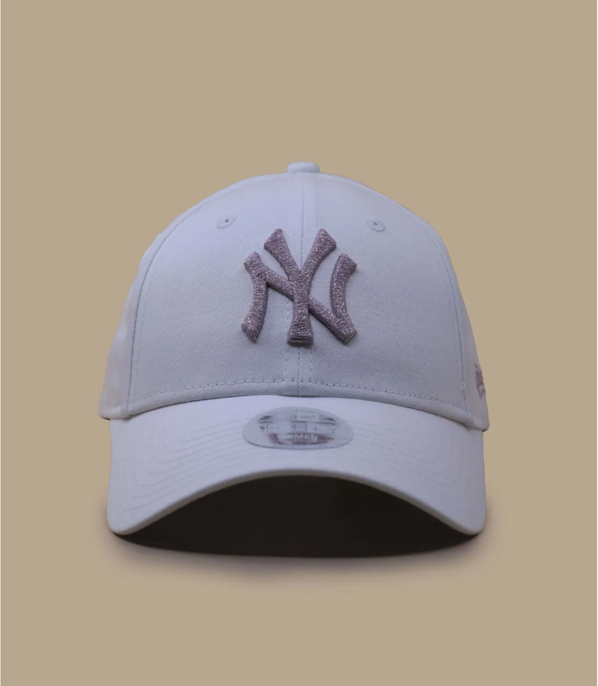 Casquette baseball femme NY  blanche rose - Casquette Wmn Metallic Logo 9Forty NY white New Era : Headict