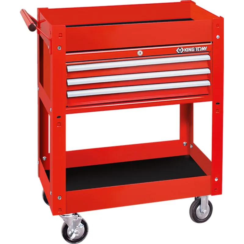 Chariot d'atelier 2 étages avec coffre 3 tiroirs