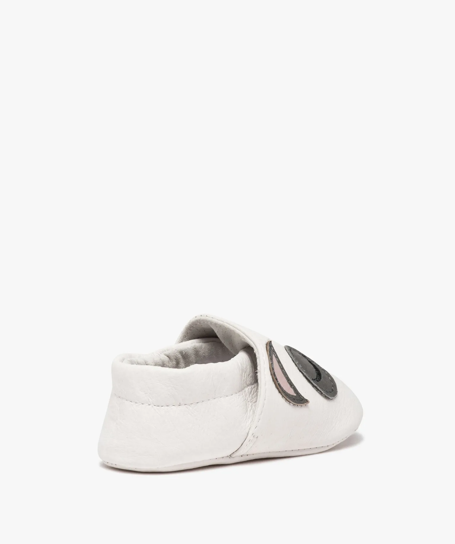 Chaussons de naissance bébé en cuir motifs animaux blanc