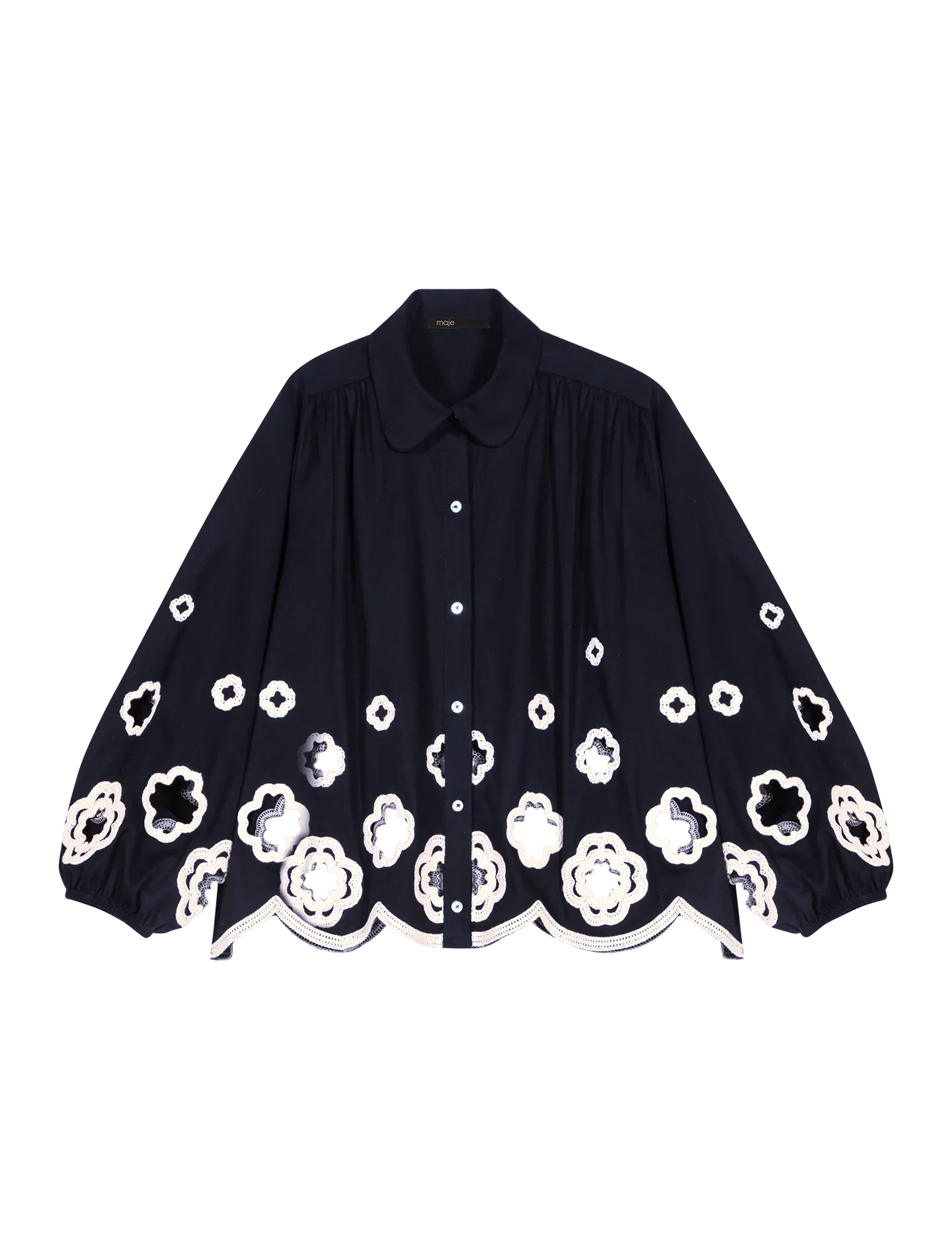 CHEMISE AMPLE COL CLAUDINE EN COTON - MAJE pour FEMME | Printemps