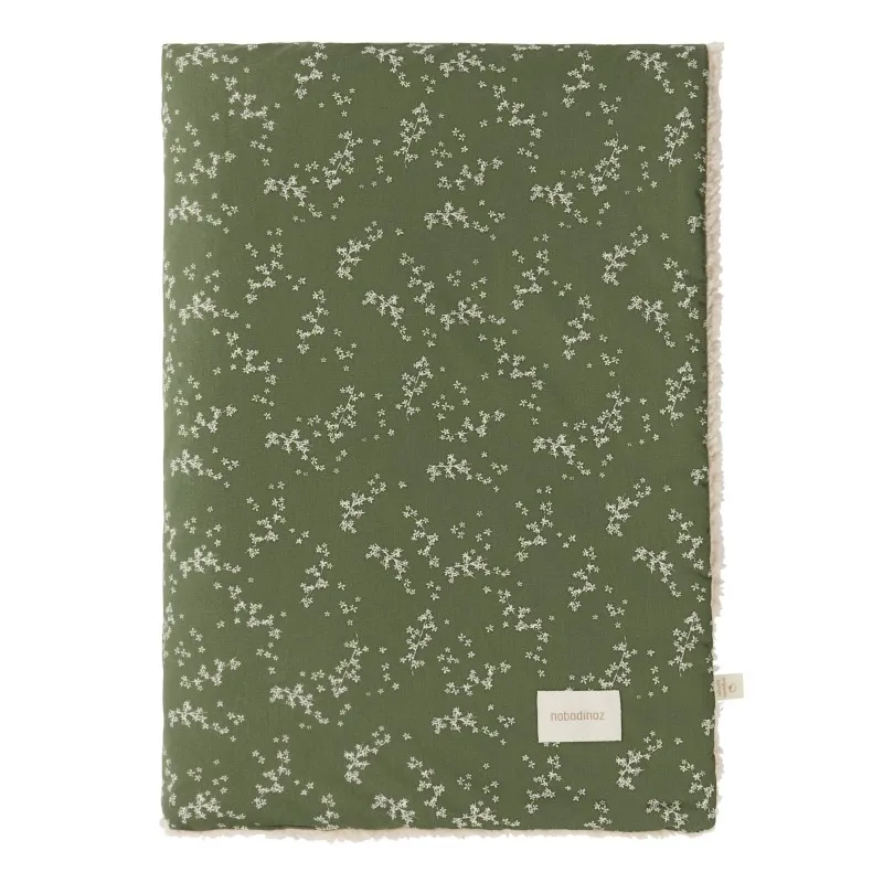 Couverture polaire bébé Stories - Green jasmine - NOBODINOZ - Perlin Paon Paon