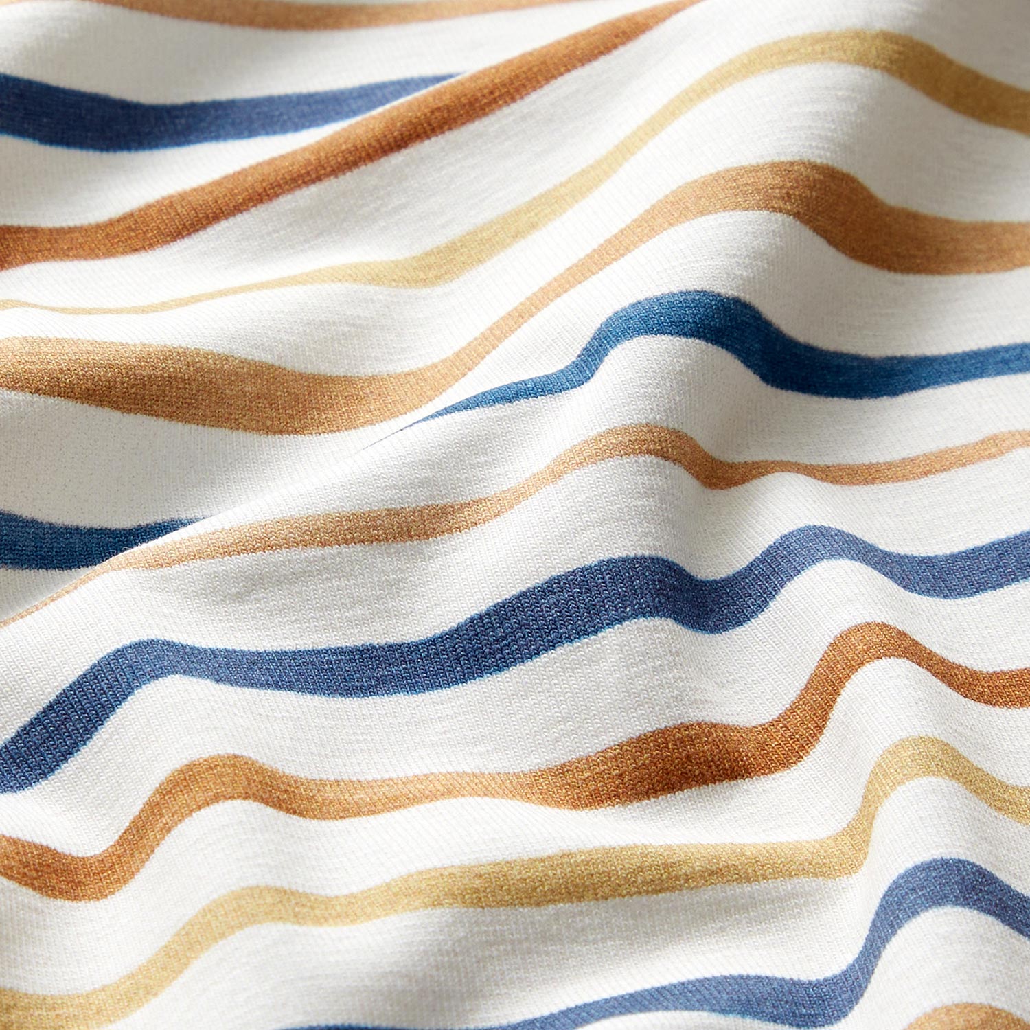 GOTS Jersey coton Impression numérique de rayures délicates à l’aquarelle – blanc/bleu roi