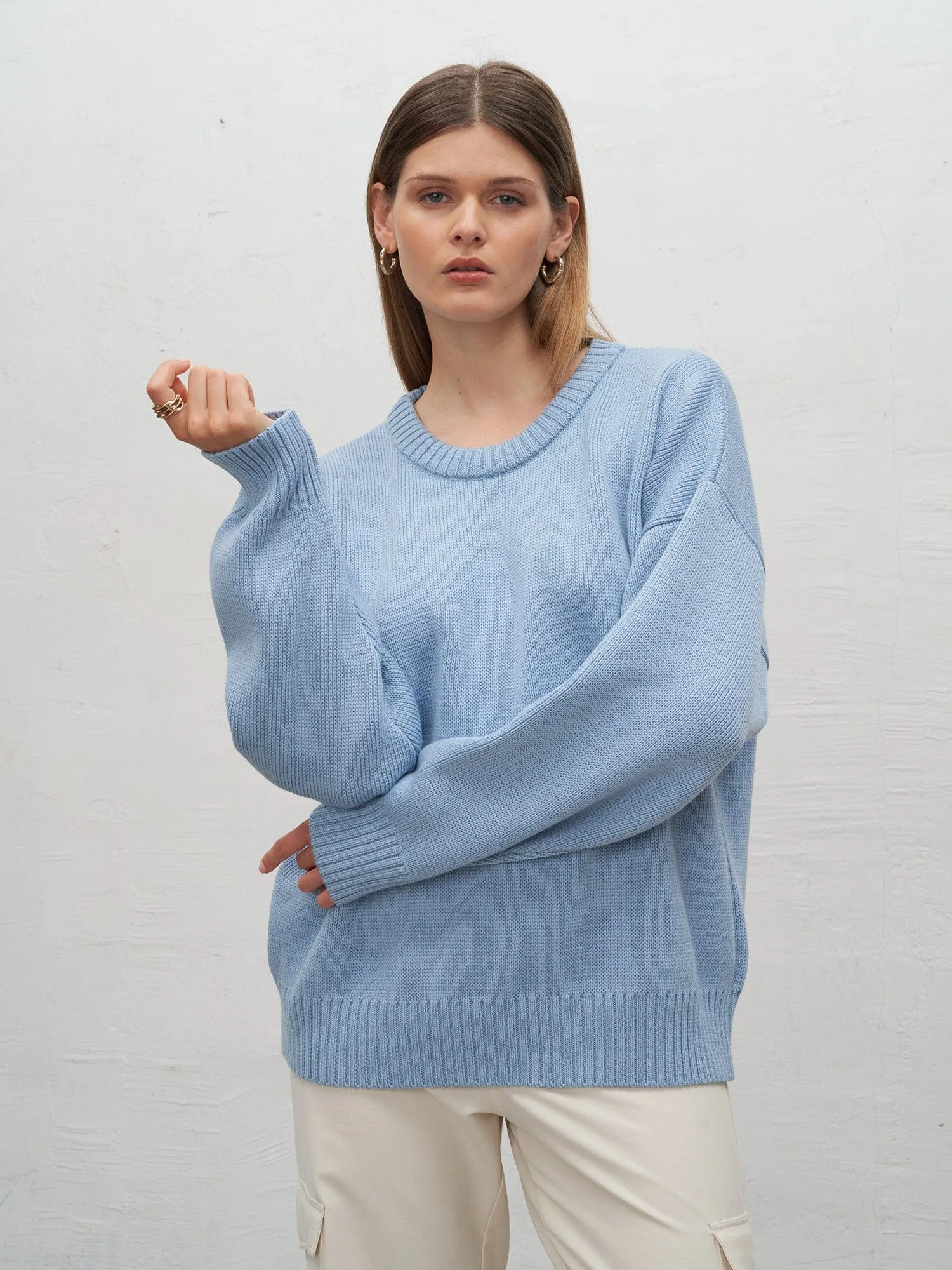 HESIODE - Pull loose en laine mérinos Oeko Tex Bleu