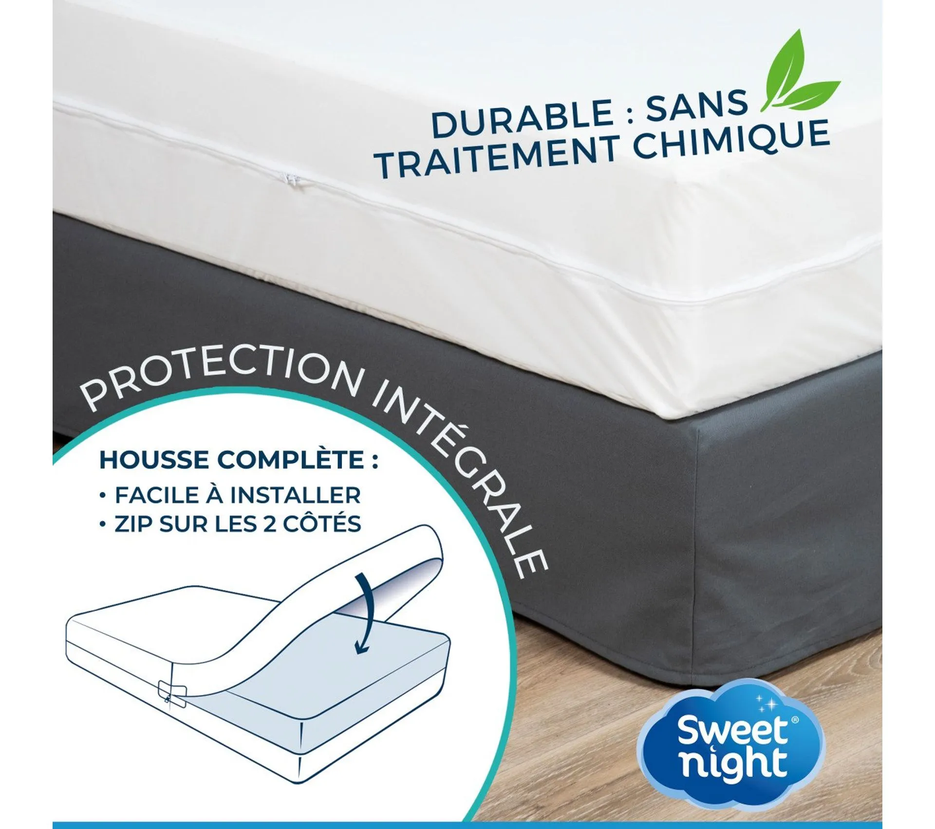 Housse Intégrale Matelas Imperméable 140x200x30 Cm - Protège Matelas Anti-punaise De Lit