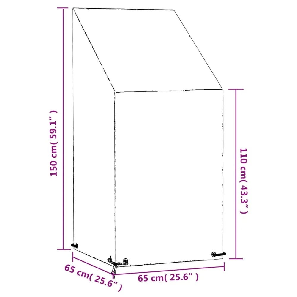 Housses de chaise de jardin 2 pcs 8 œillets 65x65x110/150 cm pe