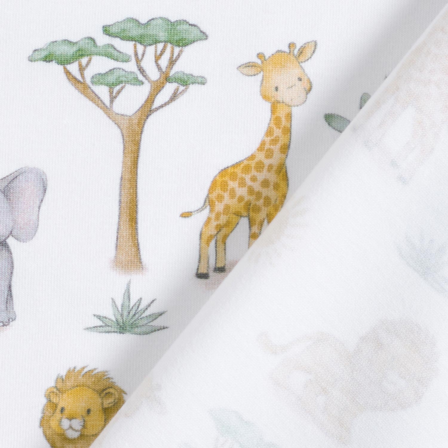 Jersey coton Bébés animaux de la jungle Impression numérique – ivoire