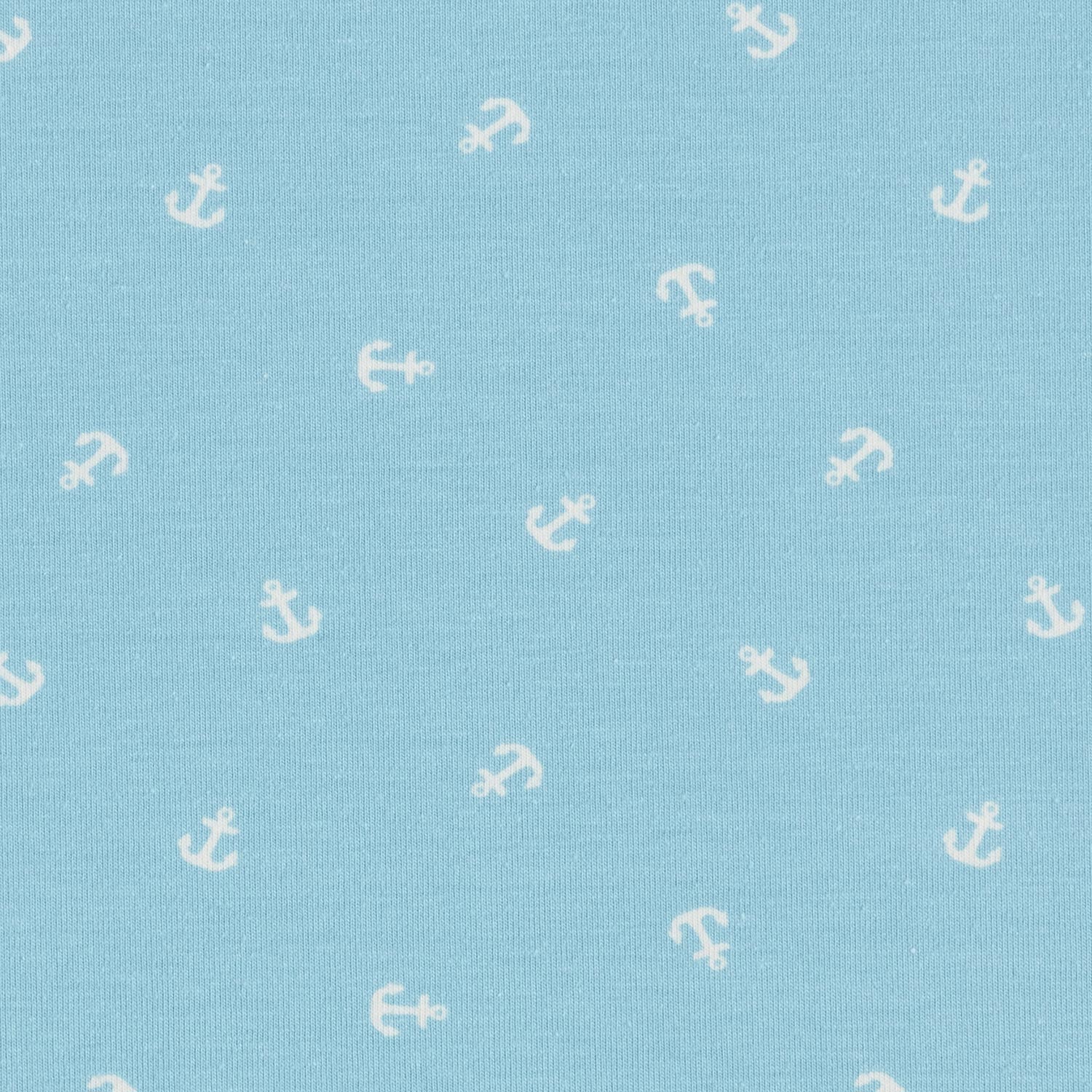 Jersey coton Petite ancre Impression numérique – bleu clair