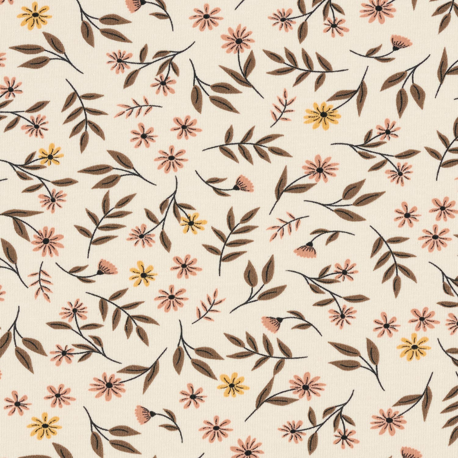 Jersey coton Prairie fleurie Impression numérique – crème