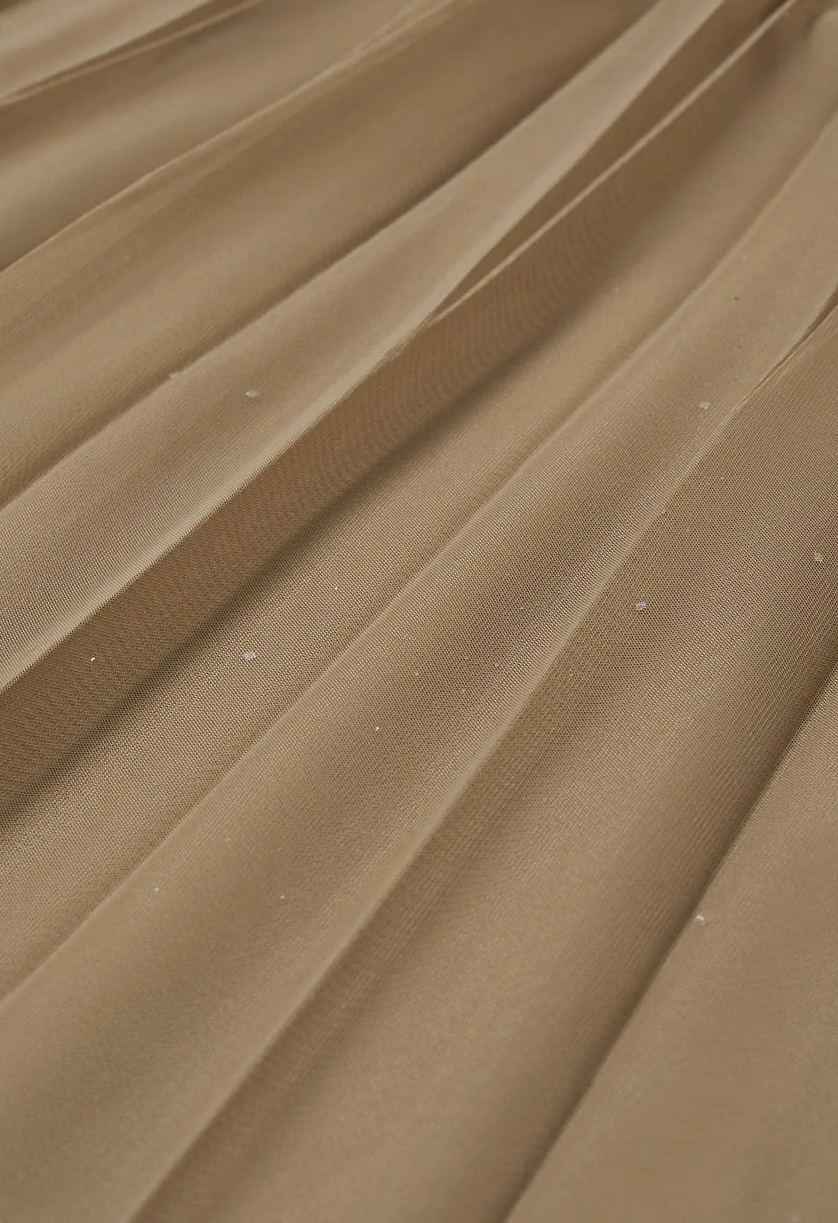 Jupe en tulle plissée à bordure pailletée en marron