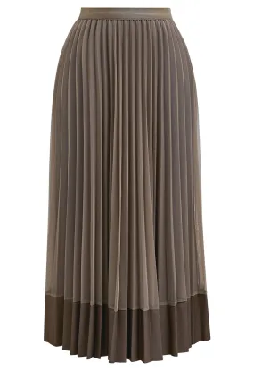 Jupe en tulle plissée à ourlet à panneaux en marron