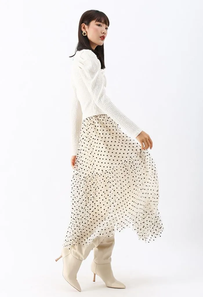 Jupe en tulle à pois Can't Let Go en crème