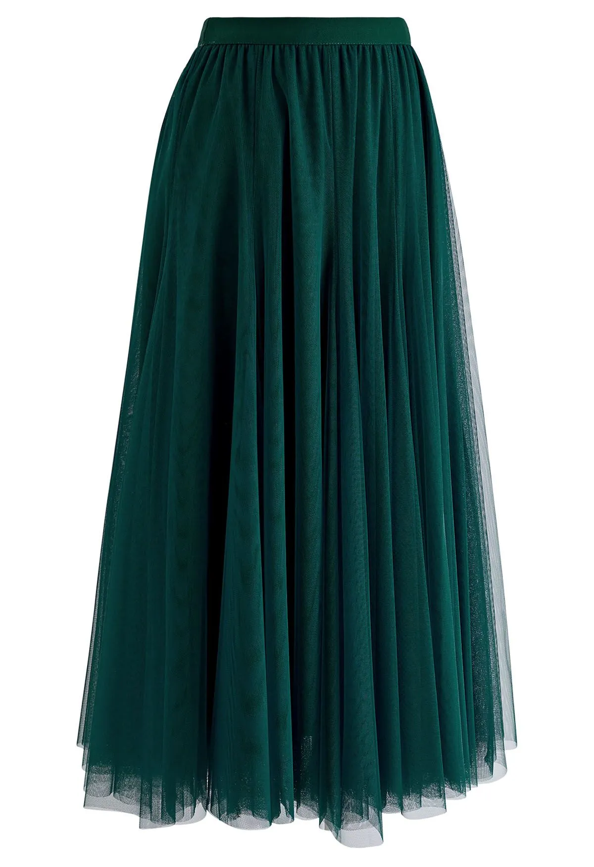 Jupe longue en tulle Mon jardin secret en vert foncé