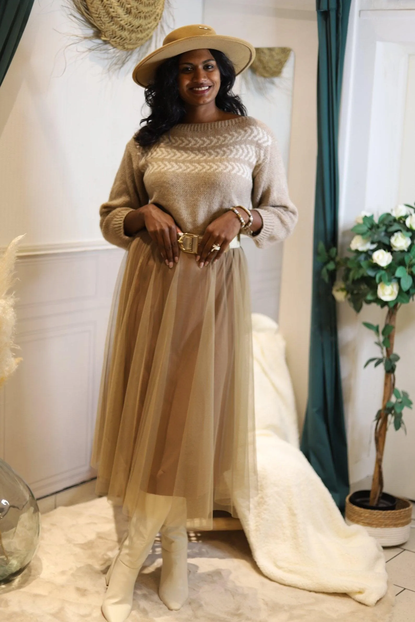 Jupe vasée en Tulle