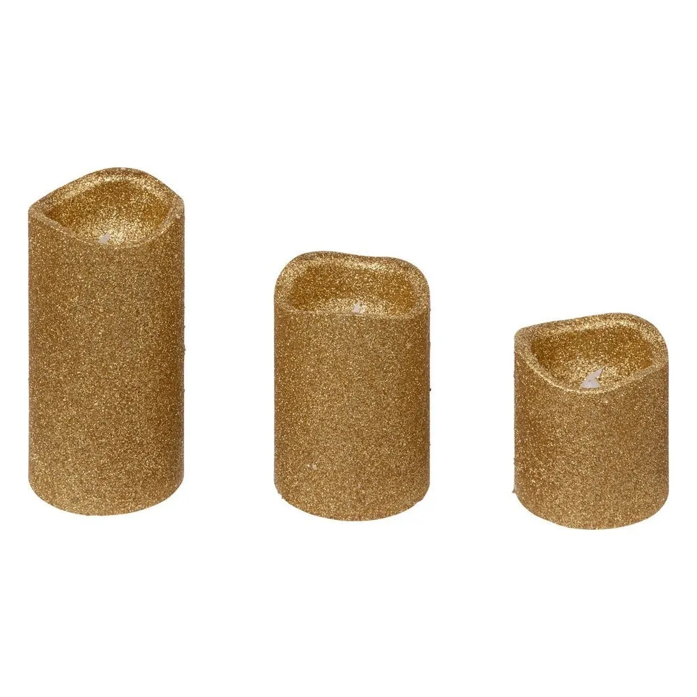 Lot de 3 bougies lumineuses à led or pailleté