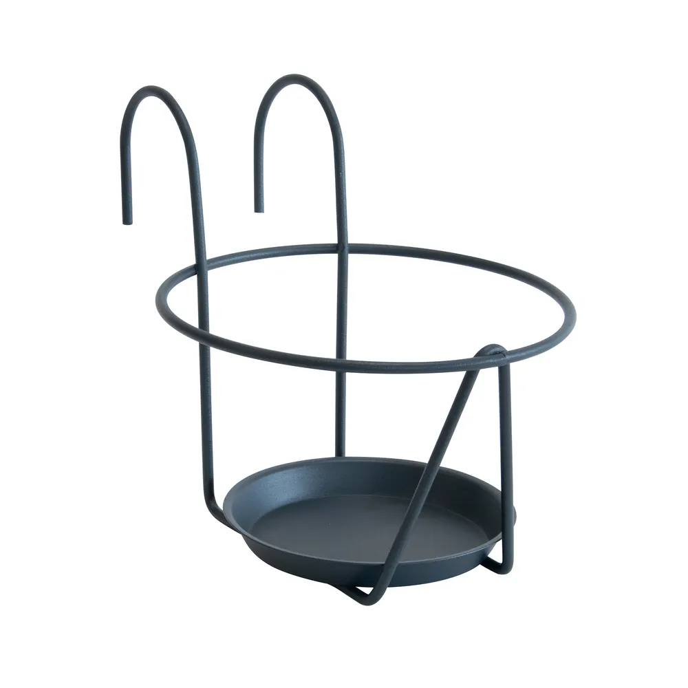 Porte-pot avec soucoupe à accrocher anthracite, pour pot 16-18 cm