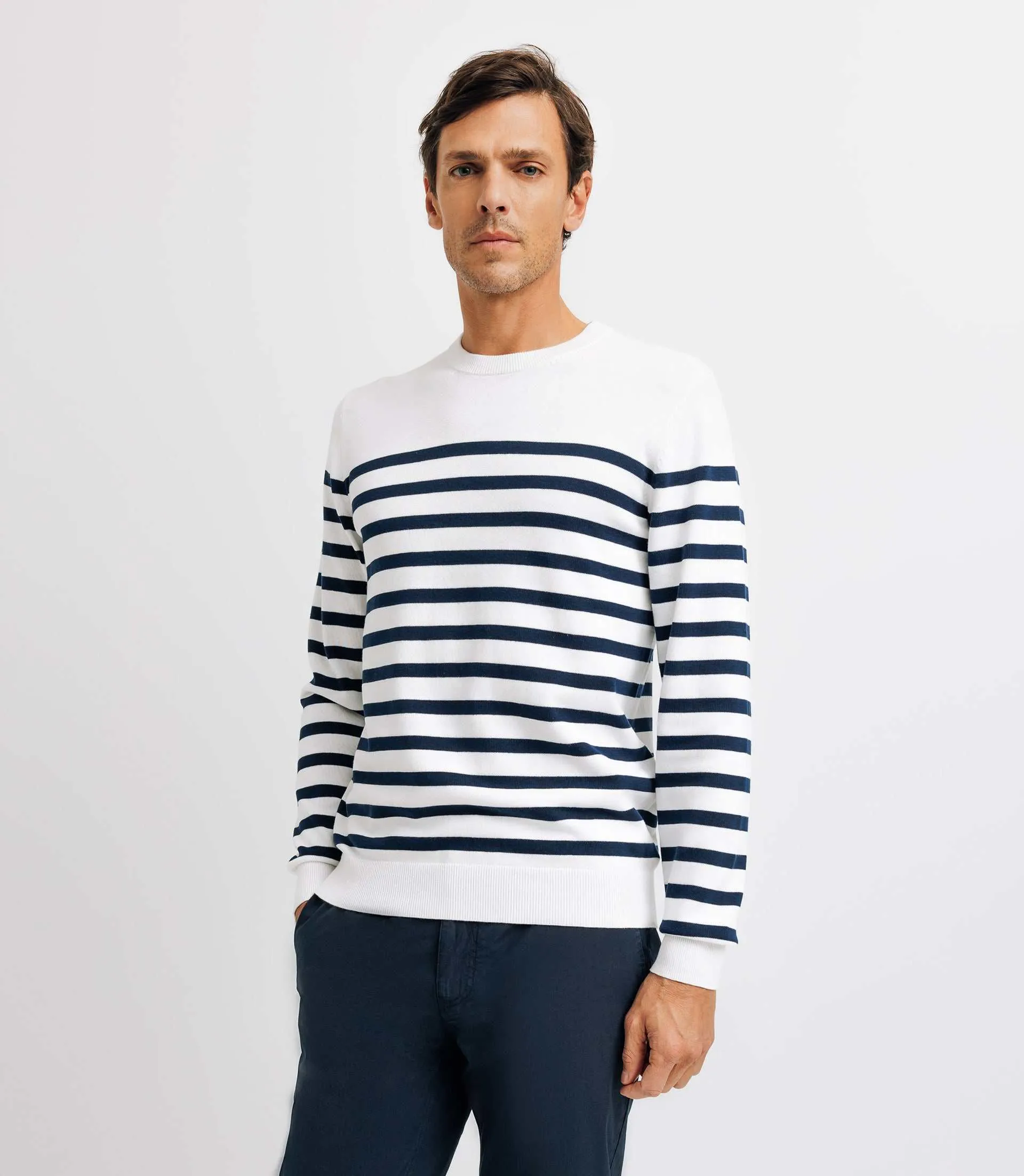 Pull marinière écru