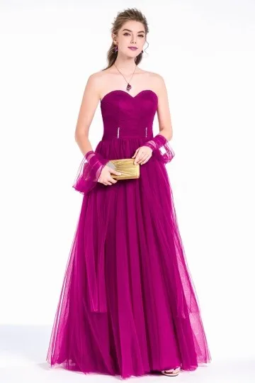 Robe bordeaux de fiançailles à bustier cœur jupe princesse en tulle