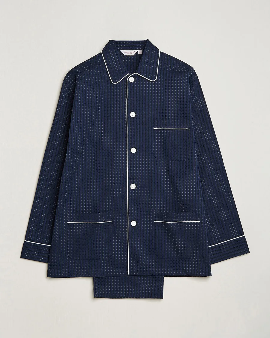 Royal Piped Cotton Pyjama Set Navy