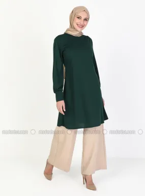 Sleeve Detailed Tunic Emerald