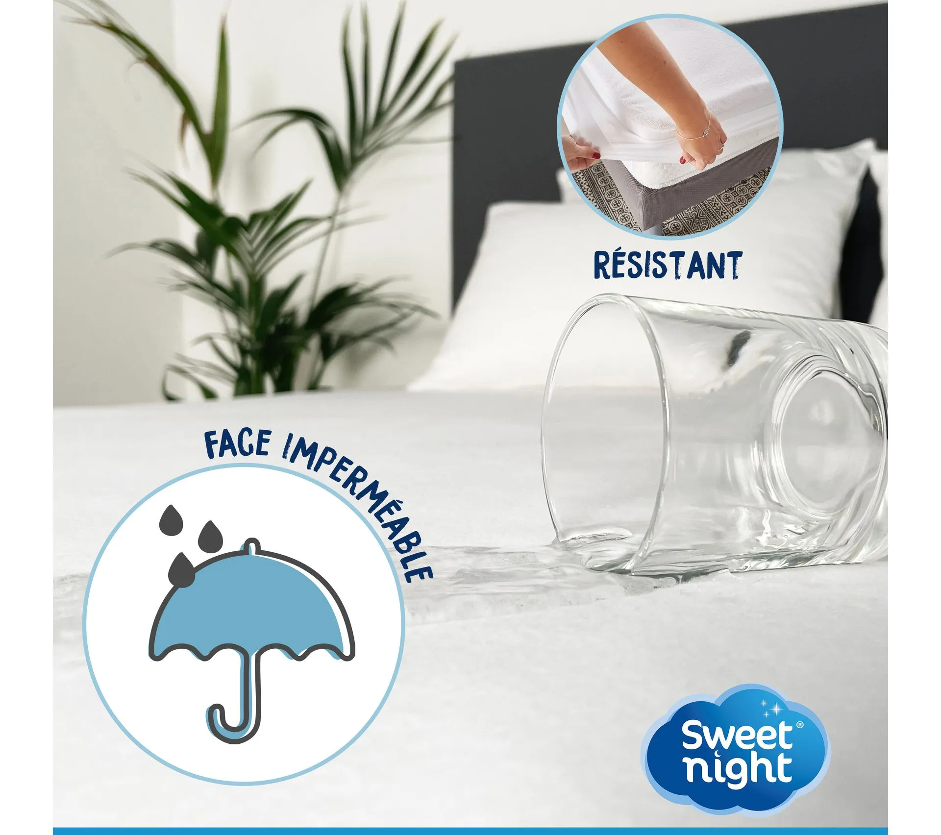 Sweetnight - Protège Matelas 90x190/200 Cm |  Alèse Imperméable Et Absorbante | Bouclette En Coton |