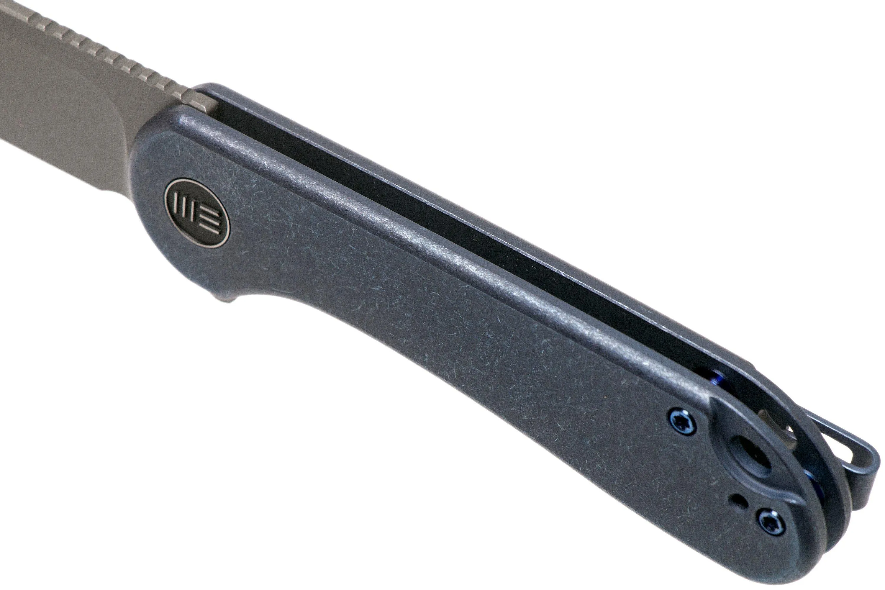 WE Knife Elementum WE18062X-2 Stonewashed, Blue Titanium couteau de poche